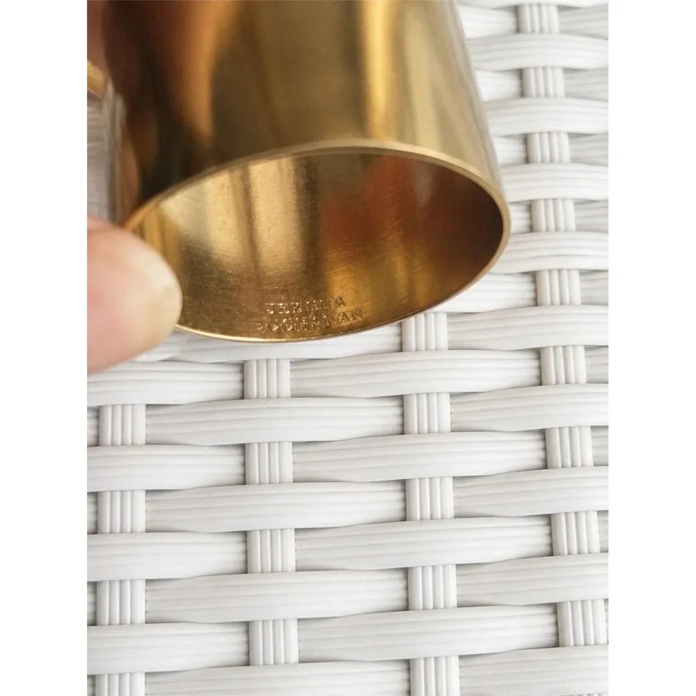 Joanna Buchanan Ruby Red Gem Napkin Rings Set of 4 Gold Brass with Boxes